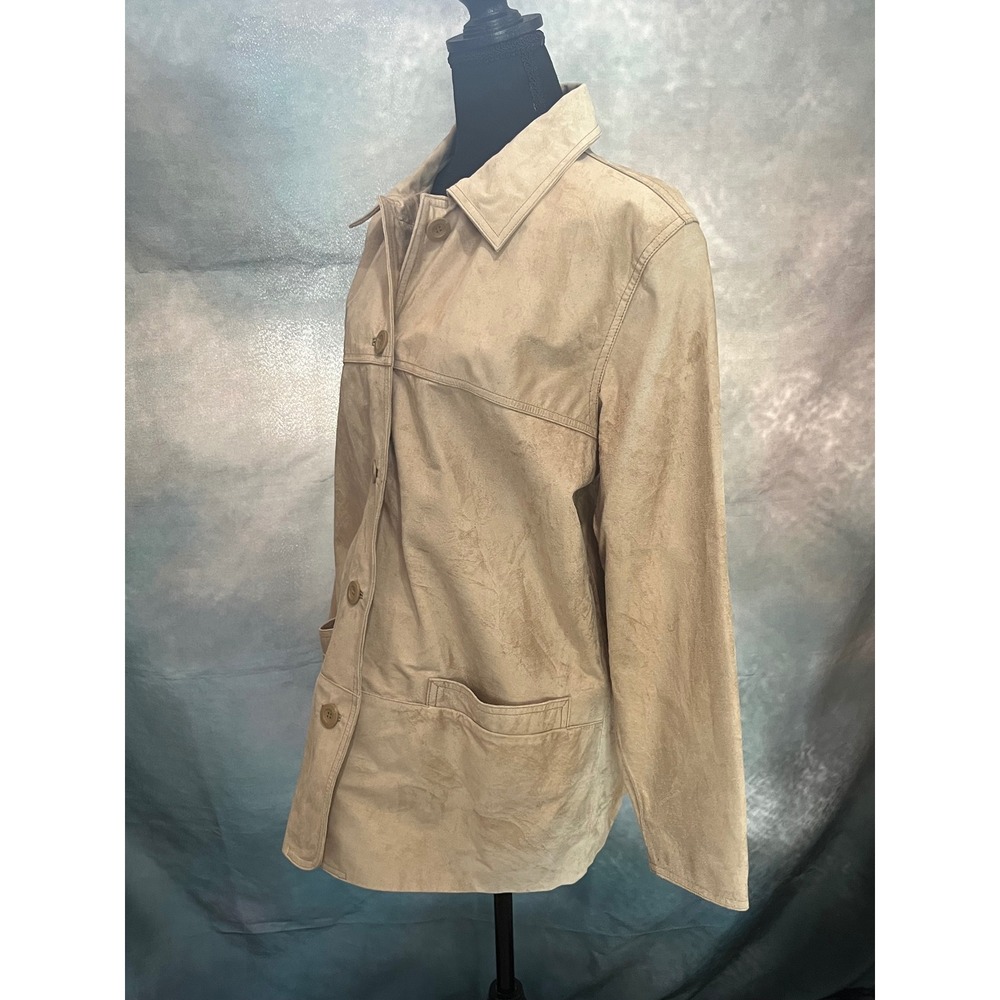 Vintage St Johns Bay Womens Tan Suede Button Front Jacket Medium - Picture 3 of 8